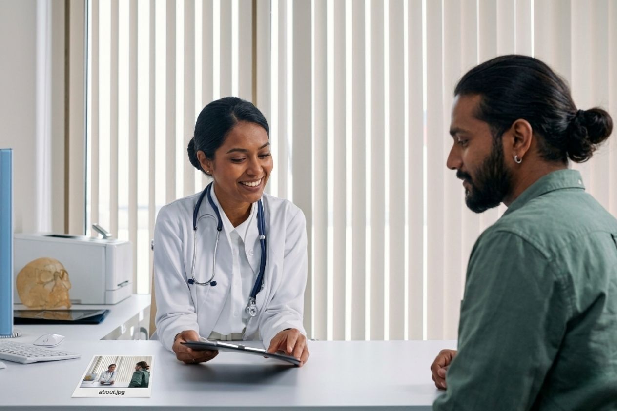 Audiologist consulting a patient at Hearing Brand